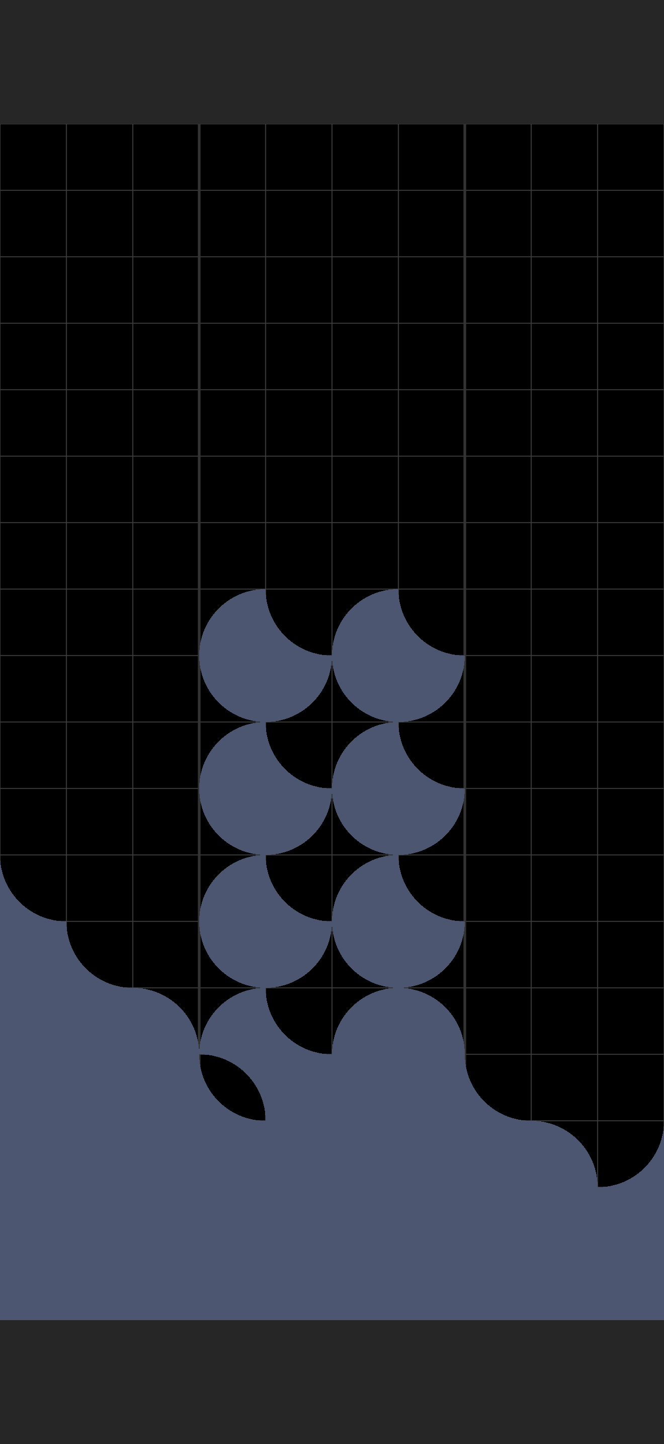 Phase 2: extra curved pieces dropped onto the landscape, each settled into a real landing position the game’s physics allows.